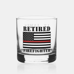 Vaso De Whiskey Personalizado retirado bombero de línea roja delga