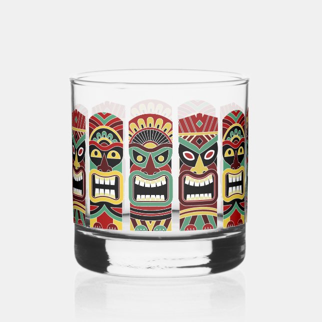 Vaso De Whiskey Personalizado Texto Tiki Totems (Anverso)
