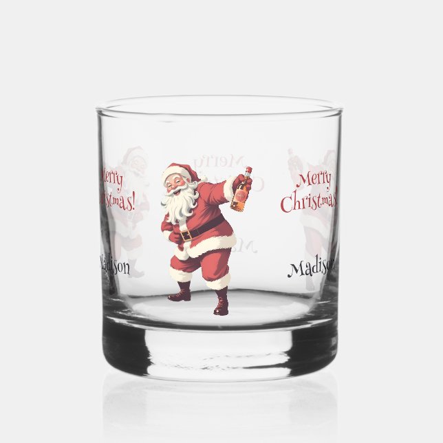 Vaso De Whiskey Personalizado Textos Divertidos borrachos Santa (Reverso )