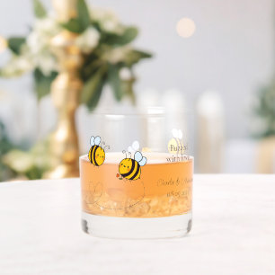 Vaso De Whiskey Personalizado Textos Feliz Abejas de Amor