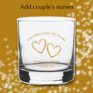 Vaso De Whiskey Personalized Modern Gold 10th Wedding Anniversary