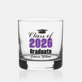 Vaso De Whiskey Personalized Purple Class of 2026 Graduation