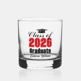 Vaso De Whiskey Personalized Red Class of 2026 Graduation