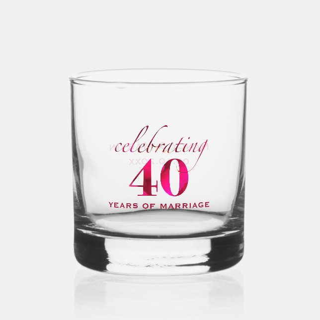 Vaso De Whiskey Personalized Ruby 40th Anniversary Keepsake Gift (Anverso)