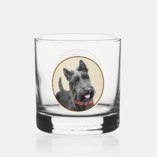 Vaso De Whiskey Pintado Terrier Escocés - Arte Perro Original