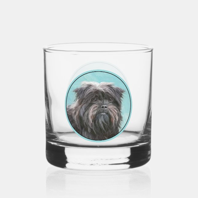 Vaso De Whiskey Pintura Affenpinscher - Arte Perro Original Cuto (Anverso)