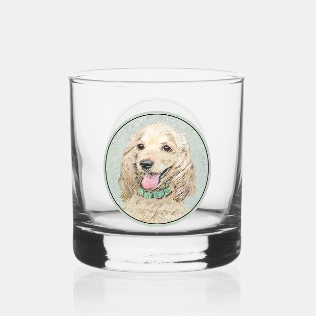 Vaso De Whiskey Pintura Buff de Cocker Spaniel - Arte Perro Origin (Anverso)