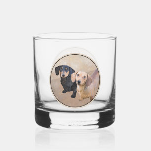 Vaso De Whiskey Pintura Dachshund (suave) - Arte Perro Original