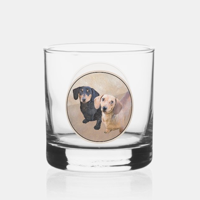 Vaso De Whiskey Pintura Dachshund (suave) - Arte Perro Original (Anverso)