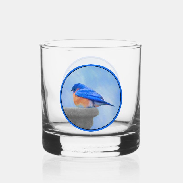 Vaso De Whiskey Pintura de Azulito - Arte Original de Aves (Anverso)