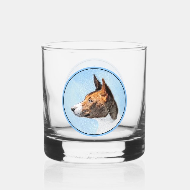 Vaso De Whiskey Pintura de Basenji - Arte Original Lindo (Anverso)