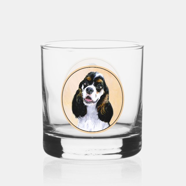 Vaso De Whiskey Pintura de Cocker Spaniel (Parti) - Arte de Perro  (Anverso)