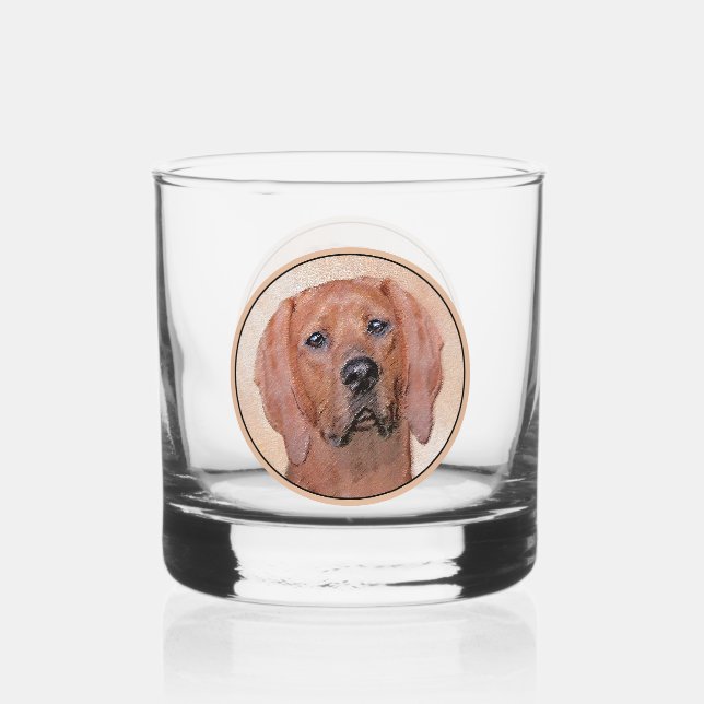 Vaso De Whiskey Pintura de esquinas rojas - Arte de perros origina (Anverso)