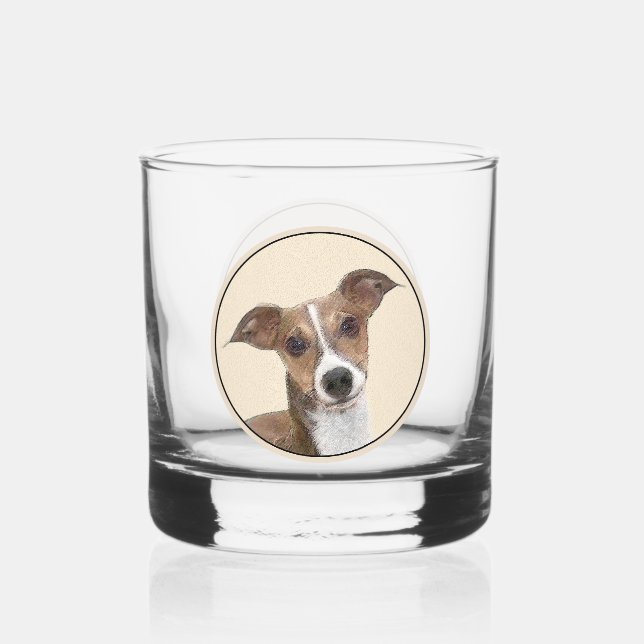 Vaso De Whiskey Pintura de Greyhound italiana - Arte Perro Origina (Anverso)