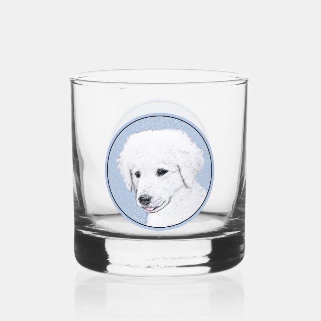 Vaso De Whiskey Pintura de Kuvasz - Arte de perro original lindo (Anverso)
