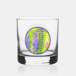 Vaso De Whiskey Pintura de Lupine - Arte original de las flores