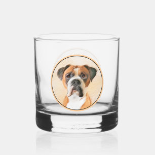 Vaso De Whiskey Pintura De Perro Boxer Sin Recortar Arte Animal Or