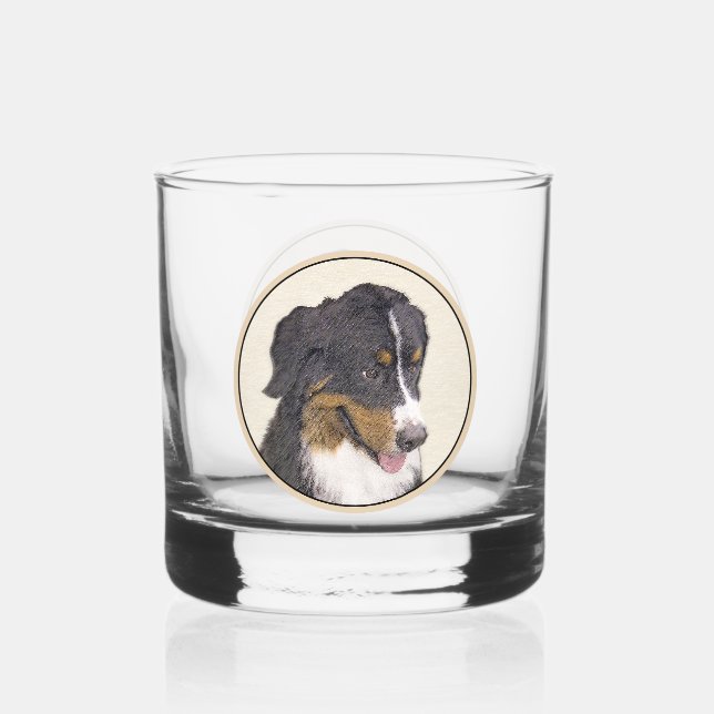 Vaso De Whiskey Pintura de perro de montaña de Bernese - Arte de p (Anverso)