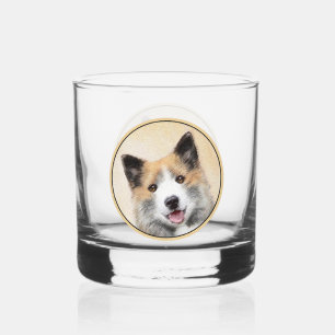 Vaso De Whiskey Pintura de perro pastor islandés - Arte original d