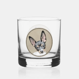 Vaso De Whiskey Pintura de Rat Terrier - Arte Perro Original.