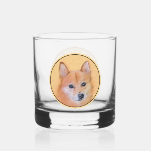 Vaso De Whiskey Pintura de Spitz Finlandés - Arte de Perro Origina