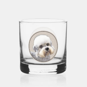 Vaso De Whiskey Pintura de Terrier Dandie Dinmont Arte Original de