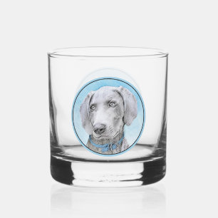 Vaso De Whiskey Pintura de Weimaraner - Arte de Perro Original.