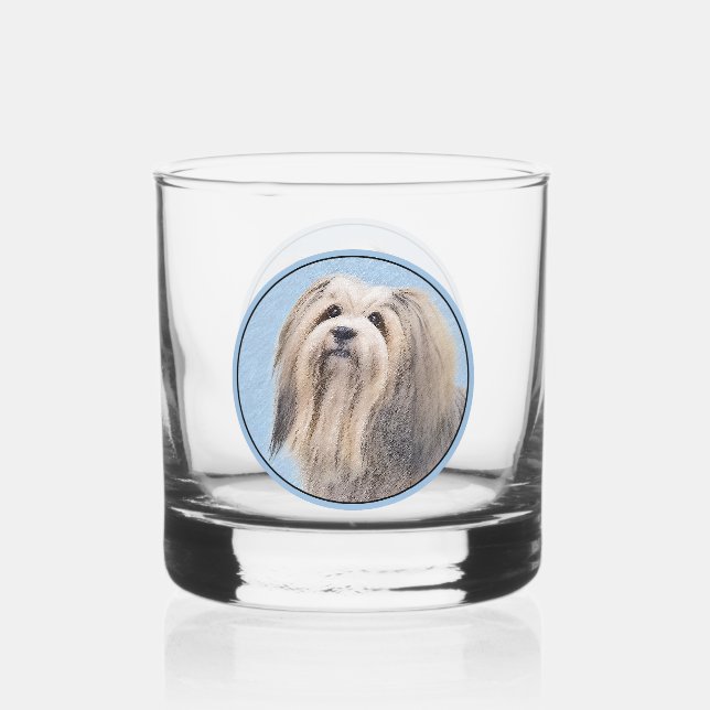 Vaso De Whiskey Pintura Havanesa (plateada) - Arte de Perro Origin (Anverso)