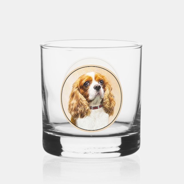 Vaso De Whiskey Pintura original de Cavalier King Charles Spaniel (Anverso)