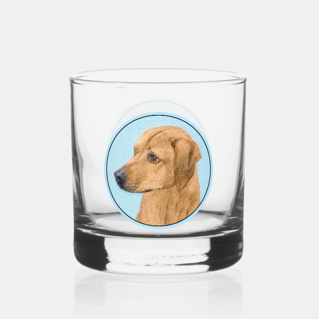 Vaso De Whiskey Pintura Ridgeback Rhodesiana - Arte Perro Original (Anverso)