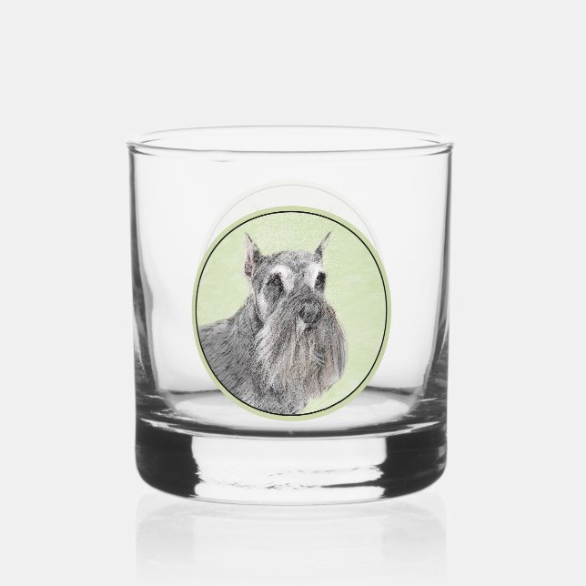 Vaso De Whiskey Pintura Schnauzer (gigante, estándar) - Arte de pe (Anverso)