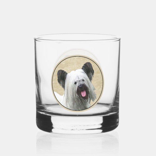 Vaso De Whiskey Pintura Skye Terrier - Arte Perro Original. (Anverso)