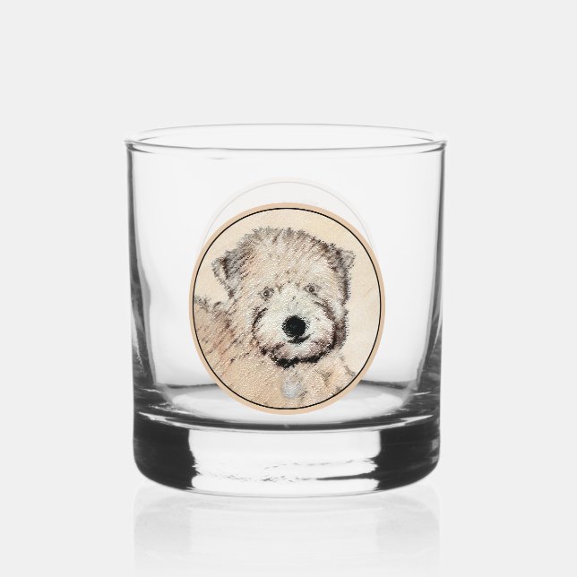 Vaso De Whiskey Pintura Terrier de Ruedas Recubiertas Blancas Arte (Anverso)