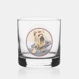 Vaso De Whiskey Pintura Terrier de Yorkshire - Arte Perro Original