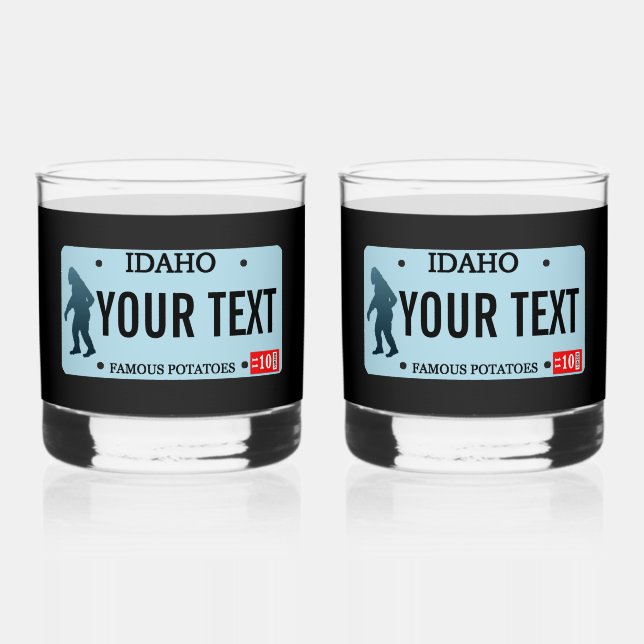 Vaso De Whiskey Placa de licencia de Idaho Sasquatch (Anverso)