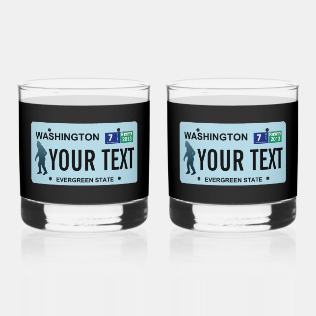 Vaso De Whiskey Placa de licencia de Washington Sasquatch (Anverso)