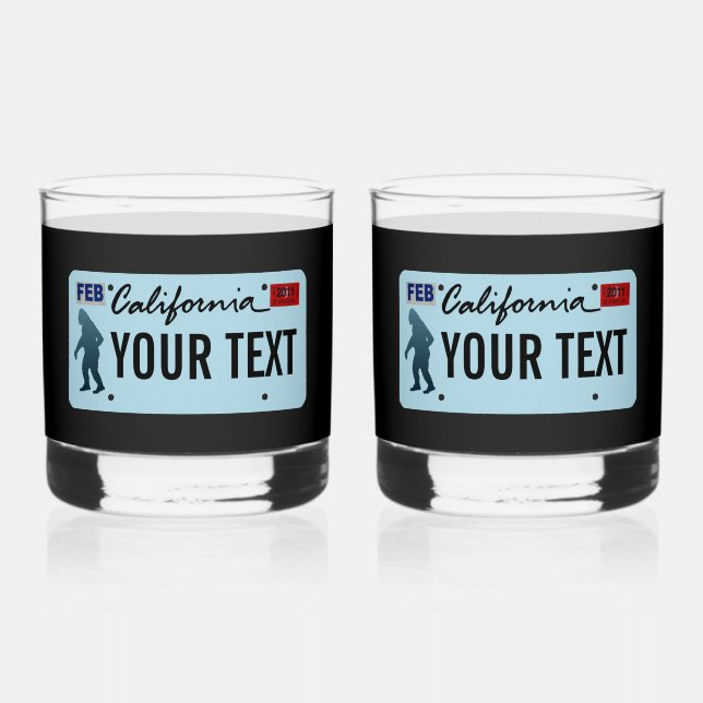 Vaso De Whiskey Placa de licencia Sasquatch de California (Anverso)