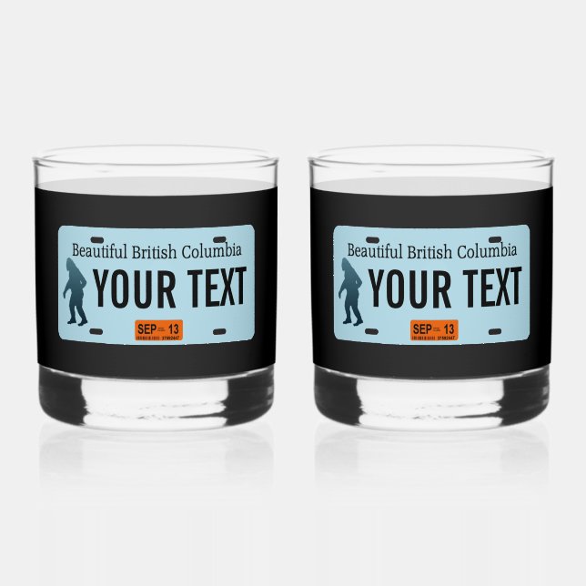 Vaso De Whiskey Placa de licencia Sasquatch de Columbia Británica (Anverso)