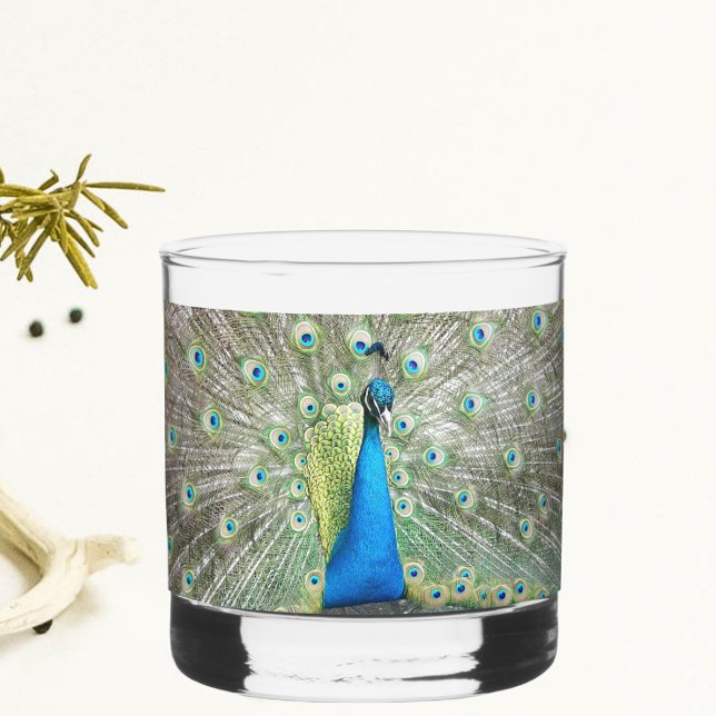 Vaso De Whiskey Pluma de plumas de pavo real azul (In Situ)