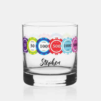 Vaso De Whiskey Poker Player Chips Personalised