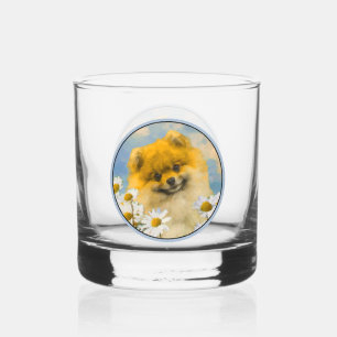 Vaso De Whiskey Pomerania en margaritas Pintura - Arte de perro or