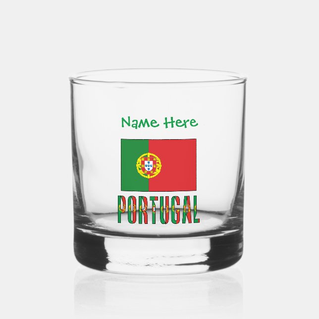 Vaso De Whiskey Portuguese Flag Green Personalized (Anverso)