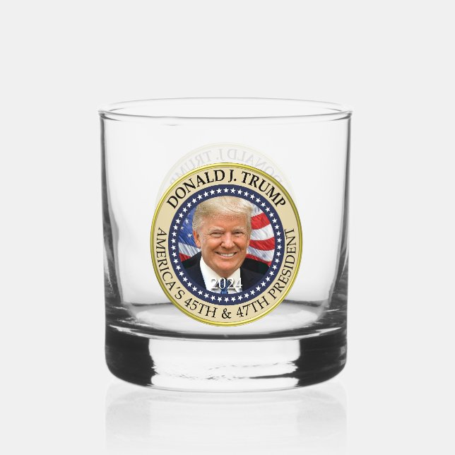 Vaso De Whiskey Presidente Donald Trump 47º presidente 2024 Foto (Anverso)