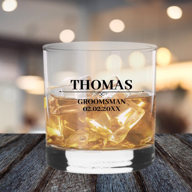 Vaso De Whiskey Propuesta de Groomsman con estilo de nombre person (groomsman gift whiskey glass personalized name groomsmen proposal)