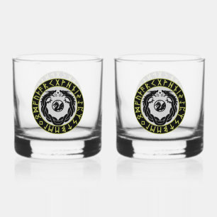 Vaso De Whiskey Protección de runas vikingas de dragón