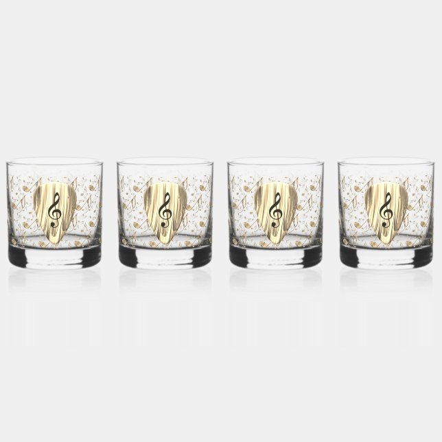 Vaso De Whiskey Púa de guitarra de notas de música personalizada (Anverso)
