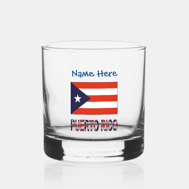 Vaso De Whiskey Puerto Rico Bandera de Puerto Rico Personalización (Anverso)
