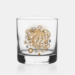 Vaso De Whiskey Pulpo Steampunk Retro Fantasía Mecánica