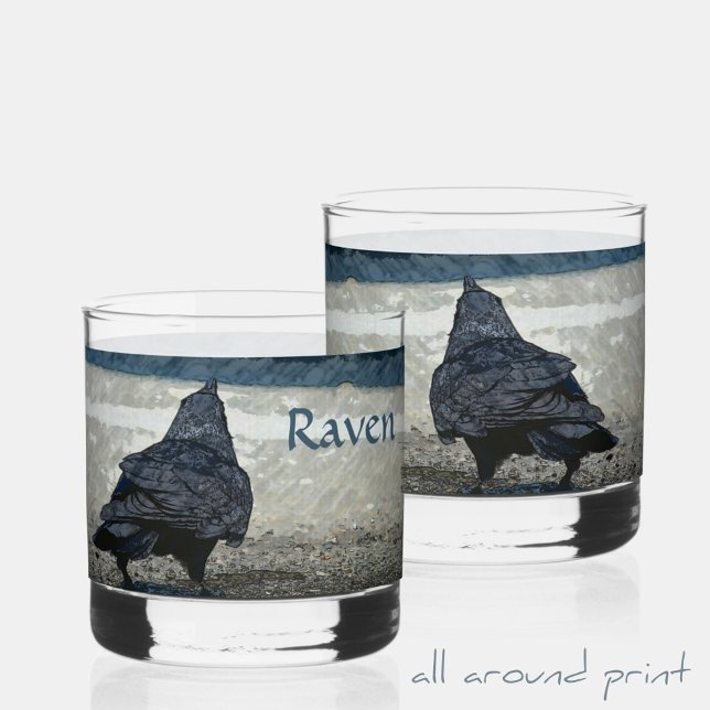 Vaso De Whiskey Raven de pájaro en tonos grises y negros (Subido por el creador)