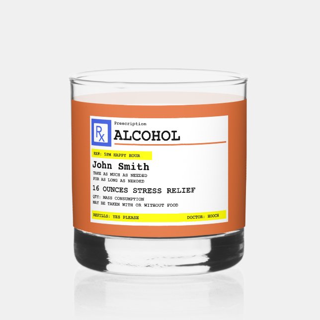 Vaso De Whiskey Receta personalizada Alcohol cómico (Anverso)